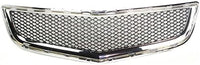 Front Bumper Upper & Lower Grille Chrome Shell And Primed Insert Direct Replacement Compatible With 2009-2012 Chevrolet Traverse GM1200615 GM1036120 15943196 20756061
