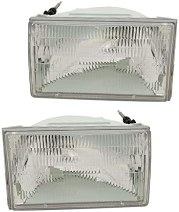 Set Of 2 Front Head Lights Assembly Halogen Plastic Left Driver & Right Passenger Side Direct Replacement Compatible With 1990-1994 Lincoln Town Car FO2503125 FO2502125