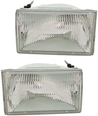 Set Of 2 Front Head Lights Assembly Halogen Plastic Left Driver & Right Passenger Side Direct Replacement Compatible With 1990-1994 Lincoln Town Car FO2503125 FO2502125