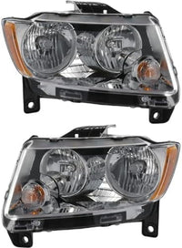 Set Of 2 Front Headlight Assembly Halogen Right Passenger & Left Driver Side Direct Replacement Compatible With 2011-2013 Jeep Grand Cherokee CH2503224 CH2502224 55079378AF 55079379AF