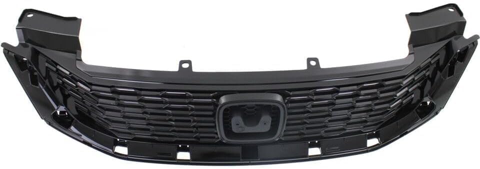 Front Bumper Upper Grille Painted Black Shell And Insert Direct Replacement Compatible With 2013-2015 Honda Accord HO1200217 71121T3LA01