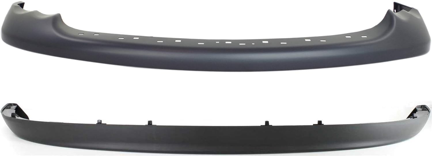Front Bumper Upper Cover Primed + Lower Valance Air Dam Textured Direct Replacement Compatible With 2002-2005 Dodge Ram 1500 2500 3500 CH1000338 CH1090125 55077337AD 55077337AB