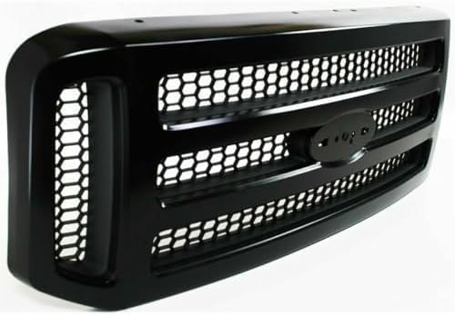 Front Grille Primed Shell And Honeycomb Insert Plastic Direct Replacement Compatible With 2005-2007 Ford F-250 F-350 Super Duty FO1200457 5C3Z8200CAD