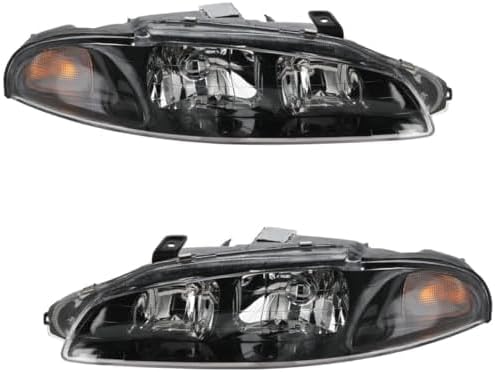 Set Of 2 Front Headlights Assembly Right Passenger & Left Driver Side Direct Replacement Compatible With 1997-1999 Mitsubishi Eclipse MI2502105 MI2503105 MR485143 MR485144