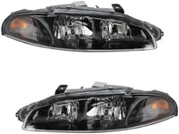 Set Of 2 Front Headlights Assembly Right Passenger & Left Driver Side Direct Replacement Compatible With 1997-1999 Mitsubishi Eclipse MI2502105 MI2503105 MR485143 MR485144