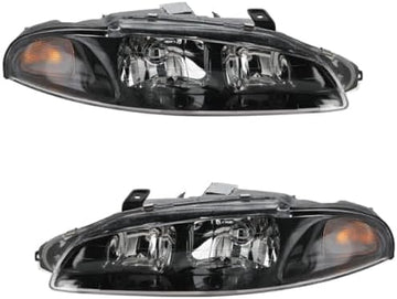 Set Of 2 Front Headlights Assembly Right Passenger & Left Driver Side Direct Replacement Compatible With 1997-1999 Mitsubishi Eclipse MI2502105 MI2503105 MR485143 MR485144