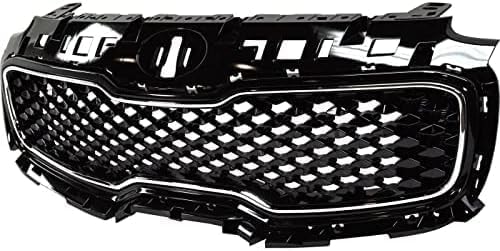 Front Grille Primed Shell And Insert Plastic With Chrome Molding Direct Replacement Compatible With 2017-2019 Kia Sportage KI1200190 86350D9010