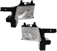 Front Headlights Assembly + Corner Lamp Right Passenger & Left Driver Side Direct Replacement Compatible With 1998-2003 Dodge Ram Full Size Van CH2503118 CH2502118 CH2520132 CH2521132