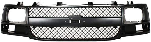 Front Bumper Primed Steel + Upper Cover + Grille Black Shell & Insert + Head Light Left & Right Side Direct Replacement Compatible With 2003-2017 GMC Savana/Chevrolet Express Van