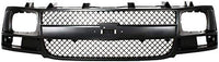 Front Bumper Primed Steel + Upper Cover + Grille Black Shell & Insert + Head Light Left & Right Side Direct Replacement Compatible With 2003-2017 GMC Savana/Chevrolet Express Van