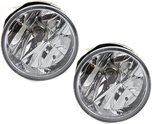 Set Of 2 Front Fog Light Assembly Plastic Left Driver & Right Passenger Side Direct Replacement Compatible With 2004 Jeep Grand Cherokee CH2592126 55156733AC