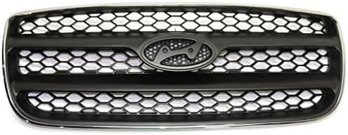 Front Grille Chrome Shell With Painted Silver Black Insert Plastic Direct Replacement Compatible With 2007-2009 Hyundai Santa Fe HY1200146 865602B010