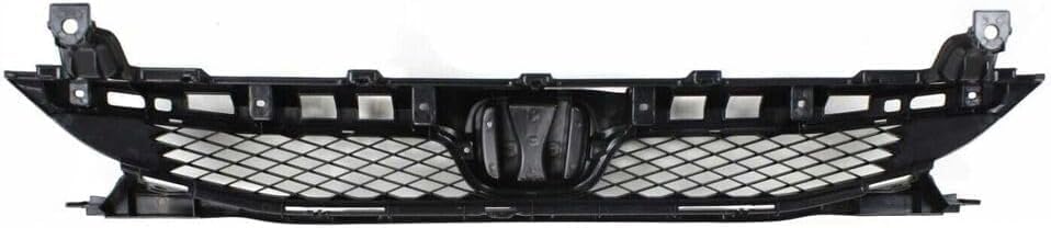 Front Bumper Upper & Lower Grille Assembly + Molding Chrome + Fog Lights Cover Left Driver & Right Passenger Side Direct Replacement Compatible With 2009-2011 Honda Civic HO1200198