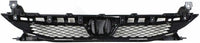 Front Bumper Upper & Lower Grille Assembly + Molding Chrome + Fog Lights Cover Left Driver & Right Passenger Side Direct Replacement Compatible With 2009-2011 Honda Civic HO1200198