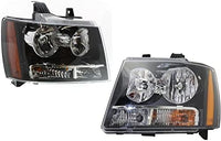 Set Of 2 Front Head Light Composite Assembly Halogen Left Driver & Right Passenger Side Direct Replacement Compatible With 2007-2014 Chevrolet Tahoe GM2502263 GM2503263 22853025