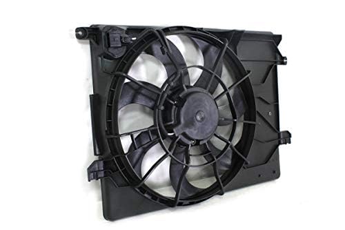 Front Radiator Cooling Fan Assembly Plastic Direct Replacement Compatible with 2010-2013 Hyundai Tucson / 2011-2013 Kia Sportage HY3115137 253802S500