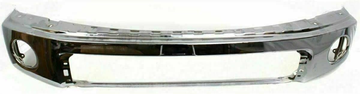 Front Bumper Face Bar Chrome Steel + Upper Cover + Lower Valance Panel + Fog Lamp Covers Left Driver & Right Passenger Side Direct Replacement Compatible With 2007-2009 Toyota Tundra