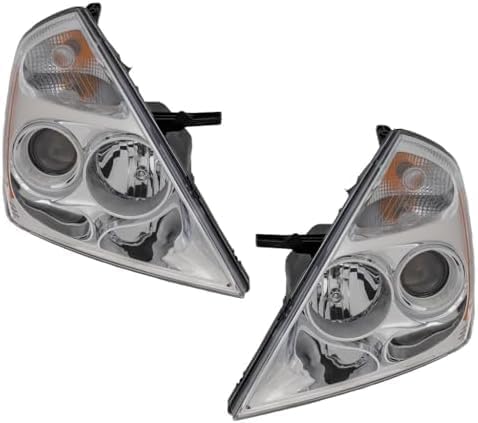 Set Of 2 Front Head Light Assembly Plastic Left Driver & Right Passenger Side Direct Replacement Compatible With 2006 Kia Sedona KI2502120 KI2503120 921014D010 921024D010