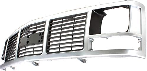 Front Grille Silver Shell And Insert With Single Sealed Beam Headlight Direct Replacement Compatible With 1988-1993 GMC C/K Series GM1200325 15590613