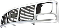 Front Grille Silver Shell And Insert With Single Sealed Beam Headlight Direct Replacement Compatible With 1988-1993 GMC C/K Series GM1200325 15590613