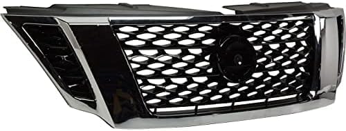 Front Grille Primed Plastic With Chrome Frame Direct Replacement Compatible With 2017-2020 Nissan Armada NI1200286 623105ZW0A