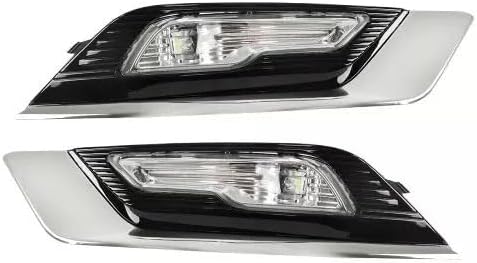 Front Bumper Cover Primed + Upper Lower Center Grilles + Headlights + Fog Lights & Covers With Chrome Trim Left And Right Side Direct Replacement Compatible With 2017-2018 Ford Fusion
