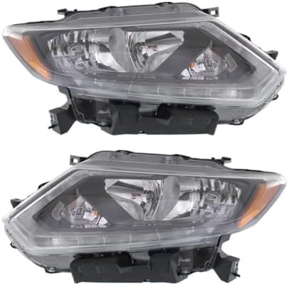 Set Of 2 Front Head Light Assembly Plastic Left Driver & Right Passenger Side Direct Replacement Compatible With 2014-2016 Nissan Rogue NI2503226 NI2502226 260104BA2A,260604BA2A