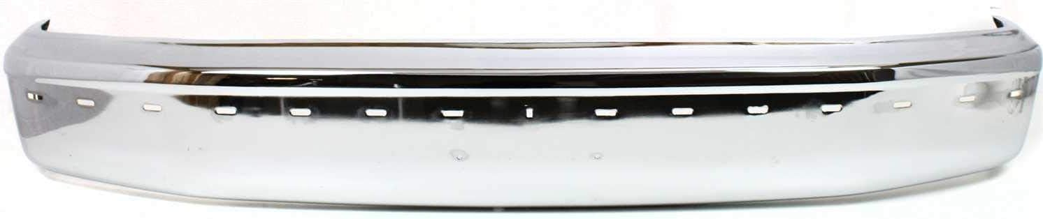 Front Bumper Chrome Steel With Molding & Without Air Intake Holes Direct Replacement Compatible With 1992-1996 Ford F-Series FO1002237 F2TZ17757B