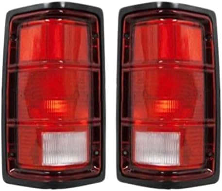 Set of 2 Tail Light Lens And Housing With Black Trim Right Passenger & Left Driver Side Direct Replacement Compatible With 1988-1993 Dodge Full Size Pickup CH2800114 CH2801114