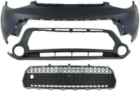 Front Bumper Grille Textured Gray + Upper & Lower Cover Direct Replacement Compatible With 2014-2016 Kia Soul KI1014100 KI1015104 KI1036119 86511B2000 86512B2000 86561B2000