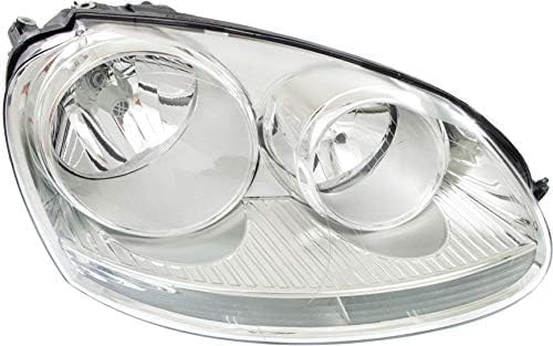 Set Of 2 Front Head Light Assembly Plastic Left Driver & Right Passenger Side Direct Replacement Compatible With 2006 Volkswagen Golf / 2005-2010 Jetta VW2502127 VW2503127