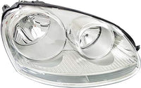 Set Of 2 Front Head Light Assembly Plastic Left Driver & Right Passenger Side Direct Replacement Compatible With 2006 Volkswagen Golf / 2005-2010 Jetta VW2502127 VW2503127