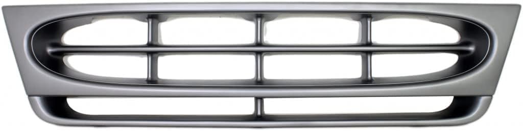 Front Grille Painted Silver Shell And Insert Plastic Direct Replacement Compatible With 1997-2004 Ford E-Series FO1200338 F8UZ8200BAA