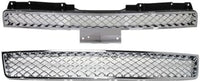 ont Upper & Lower Grilles Chrome Plastic Direct Replacement Compatible With 2007-2013 Chevrolet Avalanche / 2007-2014 Tahoe GM1200590 GM1200609 22830012 15944326