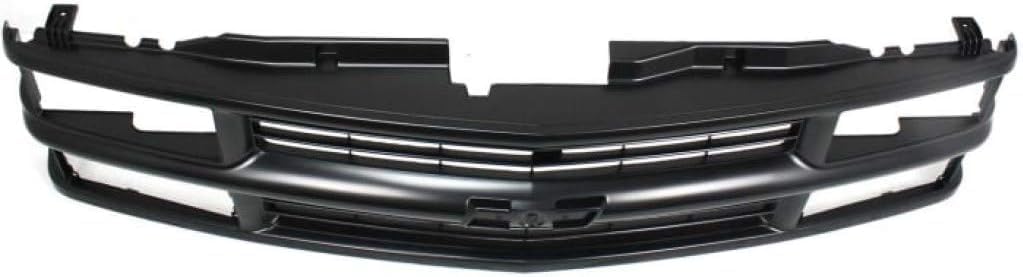 Front Grille Painted Black Shell & Cross Bar Insert With Dual Beam Headlamp Direct Replacement Compatible With 1994-2000 Chevrolet / 1994-1999 Suburban C-K Series GM1200239 15981092