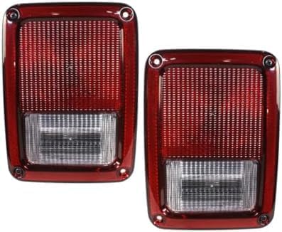 Set Of 2 Tail Light Assembly Plastic Left Driver & Right Passenger Side Direct Replacement Compatible With 2007-2017 Jeep Wrangler / 2018 JK CH2801177 CH2800177 55077890AH 55077891AH