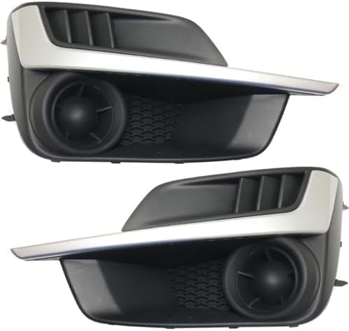 Set Of 2 Front Fog Light Cover Textured With Painted Silver Molding Plastic Left Driver & Right Passenger Side Direct Replacement Compatible With 2015-2016 Subaru Impreza