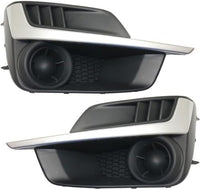 Set Of 2 Front Fog Light Cover Textured With Painted Silver Molding Plastic Left Driver & Right Passenger Side Direct Replacement Compatible With 2015-2016 Subaru Impreza