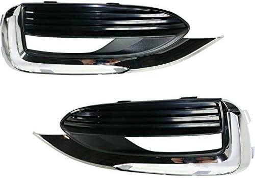 Set Of 2 Front Fog Light Molding Textured With Chrome Trim Left Driver & Right Passenger Side Direct Replacement Compatible With 2018-2021 Buick Enclave GM1038223 GM1039223