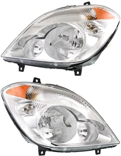 Set of 2 Front Headlight Assembly Right Passenger & Left Driver Side Direct Replacement Compatible With 2007-2013 Dodge/Freightliner/Mercedes Benz Sprinter Van CH2503198 MB2503191
