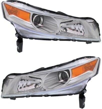 Set Of 2 Front Headlight Lens And Housing Right Passenger & Left Driver Side Direct Replacement Compatible With 2009-2011 Acura TL AC2519116 AC2518116 33101TK4A01 33101TK4A02