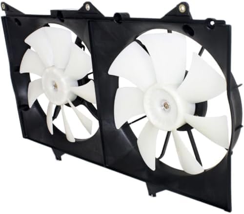 Front Radiator Dual Fan Assembly Plastic Direct Replacement Compatible with 2002-2003 Lexus ES300 / 2002-2006 Toyota Camry TO3115129 163630A180 167110A170 163610A120
