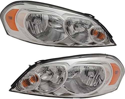Set Of 2 Front Head Light Assembly Halogen Right Passenger And Left Driver Side Direct Replacement Compatible With 2006-2013 Chevrolet Impala / 2014-2016 Limited GM2503261 GM2502261