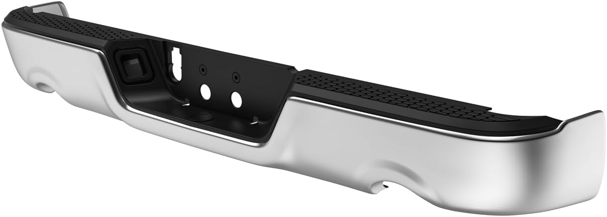 Rear Bumper Assembly Chrome Steel with Dual Exhaust & Without Sensor Holes Direct Replacement Compatible With 2009-2018 Dodge Ram 1500 CH1103118