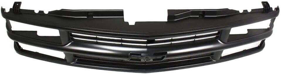 Front Grille Painted Black Shell & Cross Bar Insert With Dual Beam Headlamp Direct Replacement Compatible With 1994-2000 Chevrolet / 1994-1999 Suburban C-K Series GM1200239 15981092