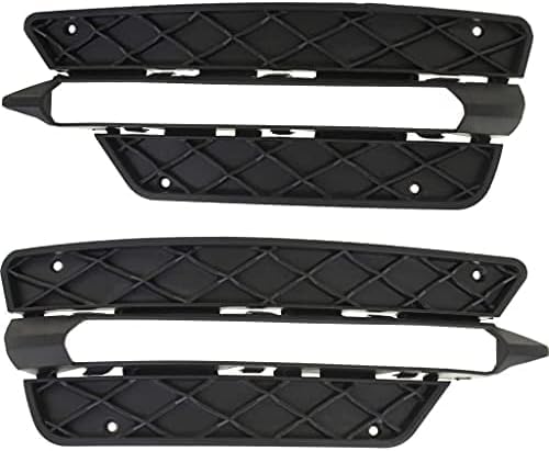 Set Of 2 Front Bumper Outer Grille Textured Right Passenger & Left Driver Side Direct Replacement Compatible With 2012-2015 Mercedes Benz C-Class MB1038126 MB1039126 2048851353