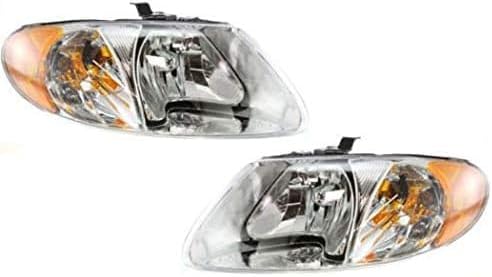 Set Of 2 Front Head Light Assembly Left Driver & Right Passenger Side Direct Replacement Compatible With 2001-2007 Dodge Grand Caravan ‎4857700AC 4857701AC