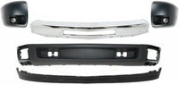 Front Bumper Chrome Steel + Lower Valance Air Deflector + Extension Textured + End Caps Primed RH & LH Direct Replacement Compatible With Chevrolet Silverado 1500 2007-2013 GM1092191