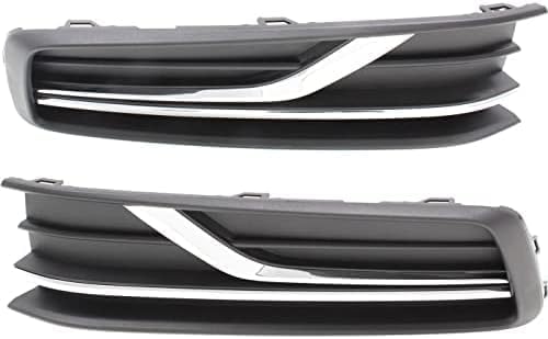 Set Of 2 Front Fog Light Cover Textured Right Passenger & Left Driver Side Direct Replacement Compatible With 2016-2019 Volkswagen Passat VW1039145 VW1038145 561854662GRYP