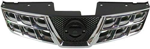 Front Grille Chrome Shell With Black Insert Plastic Direct Replacement Compatible With 2011-2013 Nissan Rogue / 2014-2015 Select NI1200249 623101VK0A